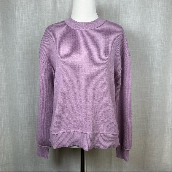 Womens Pullover Sweater Small Purple Ribbed Spring Pastel Boxy Slouchy Soft Girl - Picture 1 of 12